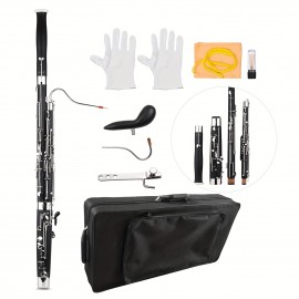 Professional C Key Bassoon Woodwind Instrument Synthetic Wood Body Cupronickel Silver-plated & Nickel-Plated Keys With Reed Gloves Cleaning Cloth Carrying Case