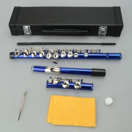 Blue 16-hole C-closed Hole White Copper Flute + Bar + Cleaning Cloth + Lubricant + Screwdriver