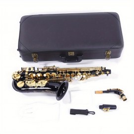 Professional Brass Saxophone with Carving Flower Pattern and Pearl White Shell Button Complete with Strap - A Must- Have for Music Amateurs and Professionals Alike