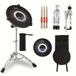 12in round silicone black practice drum with stand