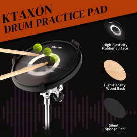 12in round silicone black practice drum with stand