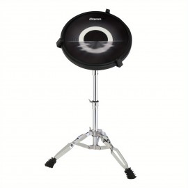 12in round silicone black practice drum with stand