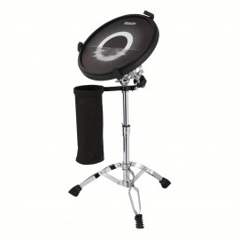 12in round silicone black practice drum with stand