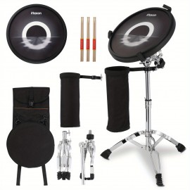 12in round silicone black practice drum with stand