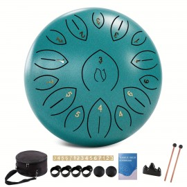 12 Inch 15 Note Steel Tongue Drum, Tongue Drums, Steel Drum Instruments for Adult, Hand Pan Drum with Music Book, Drum Mallets and Carry Bag, C Major, Idea for Yoga Meditation, Concert & Music Education