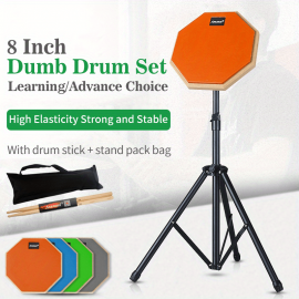 8-Inch Premium Rubber Wooden Dumb Drum Practice Set - Practice Pads & Devices with Enhanced Grip, Durability, and Bold Bracket for Improved Drumming Skills and Performance