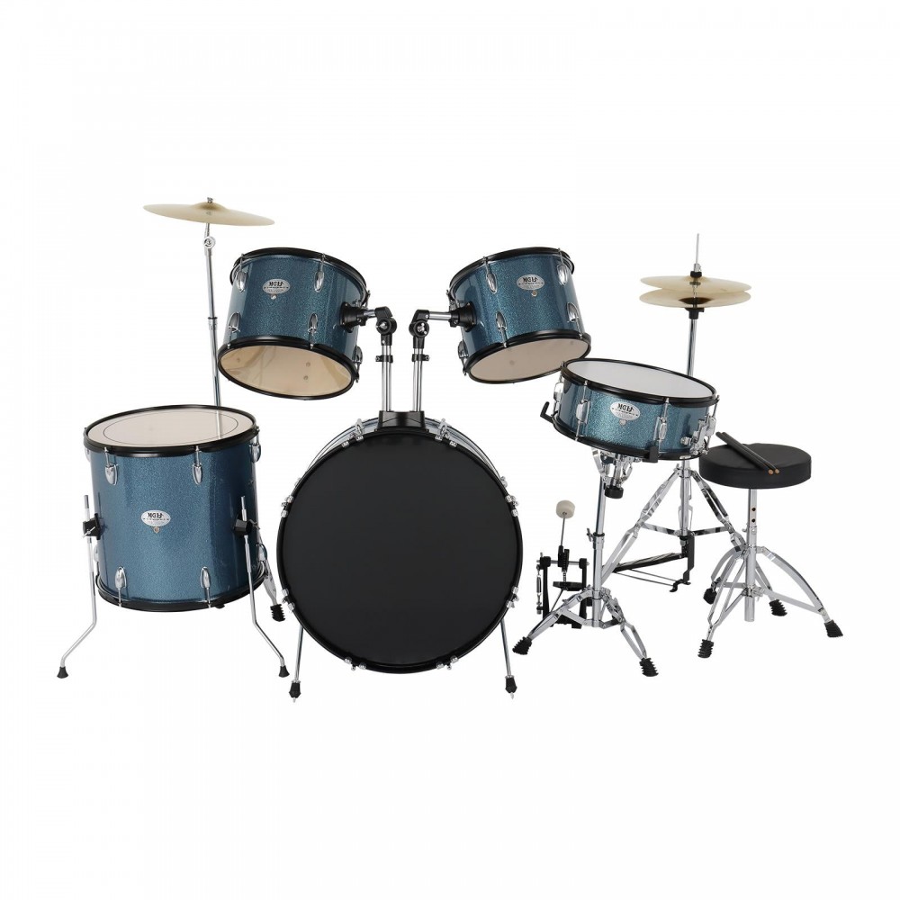 MCH 22 inch Drum Kit for Adults Beginner with Pedal Cymbals Stands Stool and Sticks, Blue