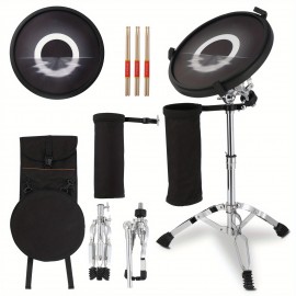 12in Round Silicone Black Practice Drum with Stand