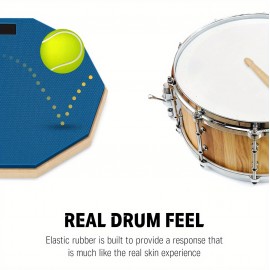 12 Silent Drum Practice Pad Set - High-Quality, Realistic Feel for Beginners & Pros - Gray Blue Orange, Portable & Durable with Bonus Drum Sticks