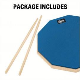 12 Silent Drum Practice Pad Set - High-Quality, Realistic Feel for Beginners & Pros - Gray Blue Orange, Portable & Durable with Bonus Drum Sticks