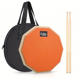 12 Silent Drum Practice Pad Set - High-Quality, Realistic Feel for Beginners & Pros - Gray Blue Orange, Portable & Durable with Bonus Drum Sticks