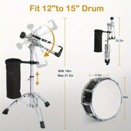 14 x 5.5in Snare Drum Set with Drumstick Holder, Snare Drum Bag, Strap, Mute Pad & Drum Stick for Beginner Student Black