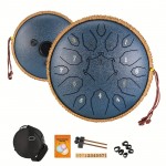 12-Inch 15-Note Steel Tongue Drum in D Key - Handpan Drum with Cornices Shape, Drum Mallets, Carry Bag, and Music Book - Ideal for Music Education, Concerts, Spiritual Healing, Yoga, and Entertainment