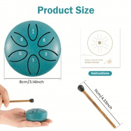 Rain Drum For Outdoor 3 Inch Steel Tongue Drum Rain Chime 6 Note Rain Drum Instrument Soothing Sound Steel Tongue Drum Mini Rain Drum With Drum Mallet For Yoga Meditation Camping Music Enlightenment