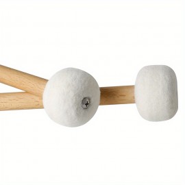 Lixada 1 Pair Felt Mallets Drum Sticks with Wood Handle for Percussion Instrument White