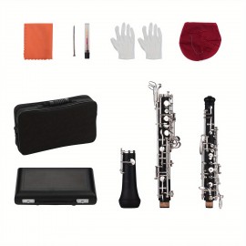 Lixada Professional Oboe C Key Semi automatic Style Nickel plated Keys Woodwind Instrument with Oboe Reed Gloves Leather Case Carry Bag Cleaning Cloth Mini Screwdriver