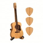 5PCS Unique Wooden Guitar Pick Box with Stand - Engraved Musician Plectrum Case for Acoustic Electric Bass Guitar Ukulele - Handcrafted Wooden Holder with Display Stand for Guitar Enthusiasts