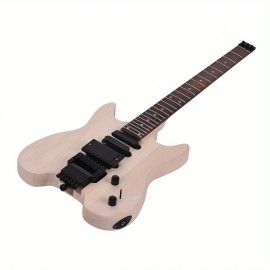 Lixada Unfinished DIY Electric Guitar Kit Basswood Body Rosewood Fingerboard Maple Neck Special Design Without Headstock