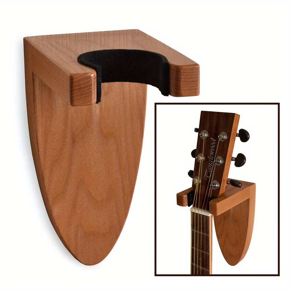 Guitar Holder Wall Mount Ash Wood Wooden Guitar Hanger Hook Stand Rack Guitar Hanger for Electric Classic Acoustic and Bass Guitar Musical Instruments Hardwood