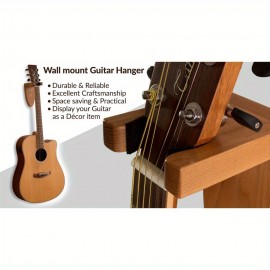 Guitar Holder Wall Mount Ash Wood Wooden Guitar Hanger Hook Stand Rack Guitar Hanger for Electric Classic Acoustic and Bass Guitar Musical Instruments Hardwood