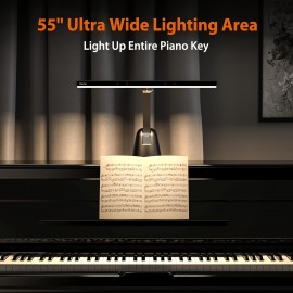 55'' Ultra Wide Illumination Piano Light, 12W LED Professional Eye Caring Piano Lamp with Auto-Dimming, Dimmable Modern Reading Lamp, 2H Timer, Music Stand Light for Upright Piano