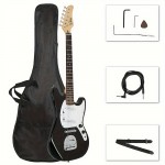 Glarry Full Size 6 String S- S Pickup GMF Electric Guitar With Bag Strap Connector Wrench Tool Black