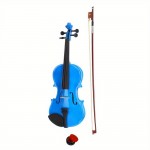 4/ 4 Full Size Dark Blue Acoustic Violin Pack with Arbor White Horse Tail Bow and Basswood Violin