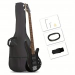 44 Inch 4 String Double Pickup Electric Bass Guitar Bundle Black