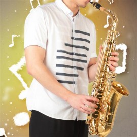 Stylish Mid-range Lacquered Golden Saxophone Painted Golden Tube with Carve Patterns