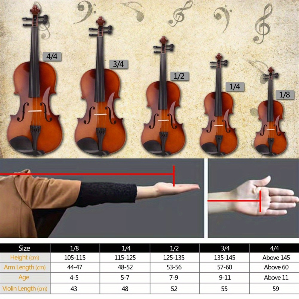 4 133 33cm gv100 natural finish solid wood violin with bow rosin chin rest and shell full size acoustic violin kit for beginners and students details 2