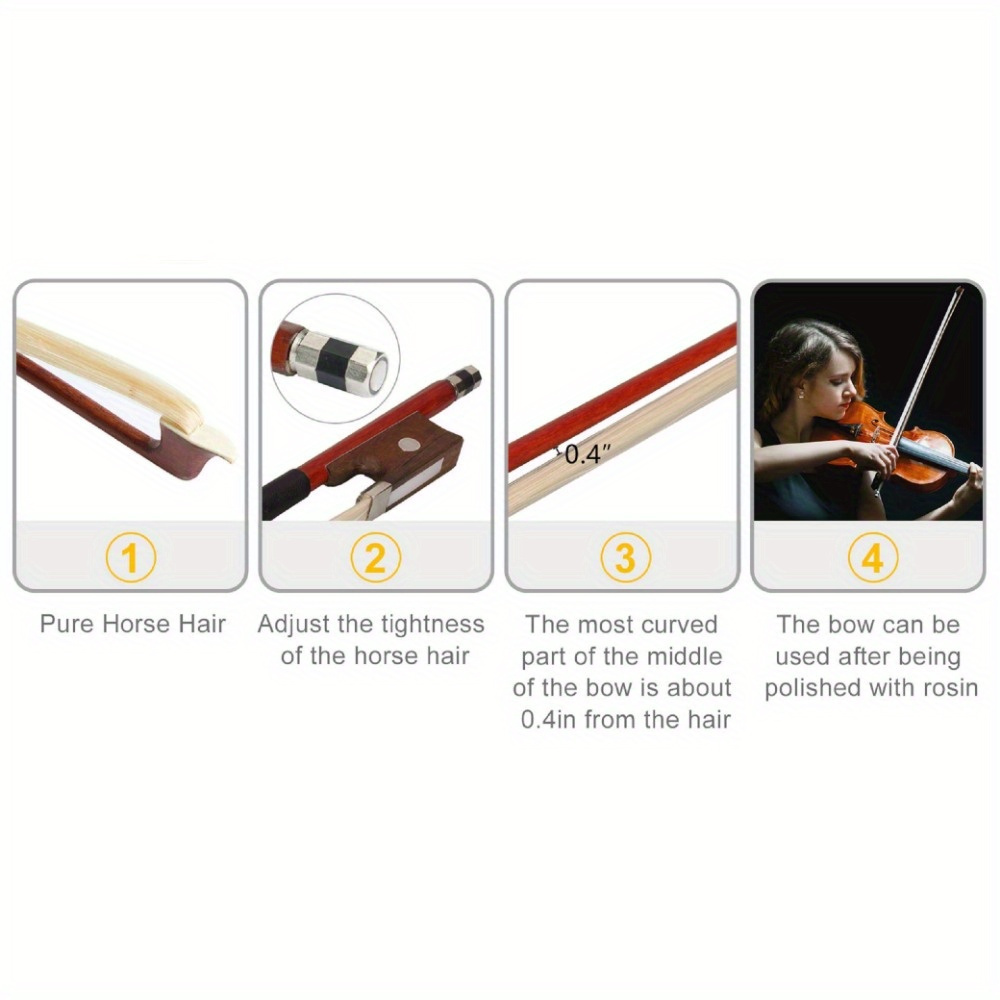 4 133 33cm gv100 natural finish solid wood violin with bow rosin chin rest and shell full size acoustic violin kit for beginners and students details 3