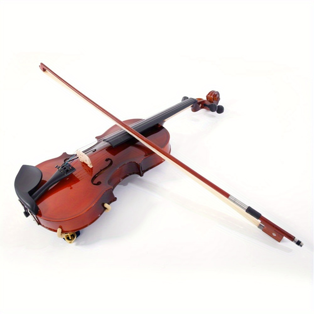 4 133 33cm gv100 natural finish solid wood violin with bow rosin chin rest and shell full size acoustic violin kit for beginners and students details 9