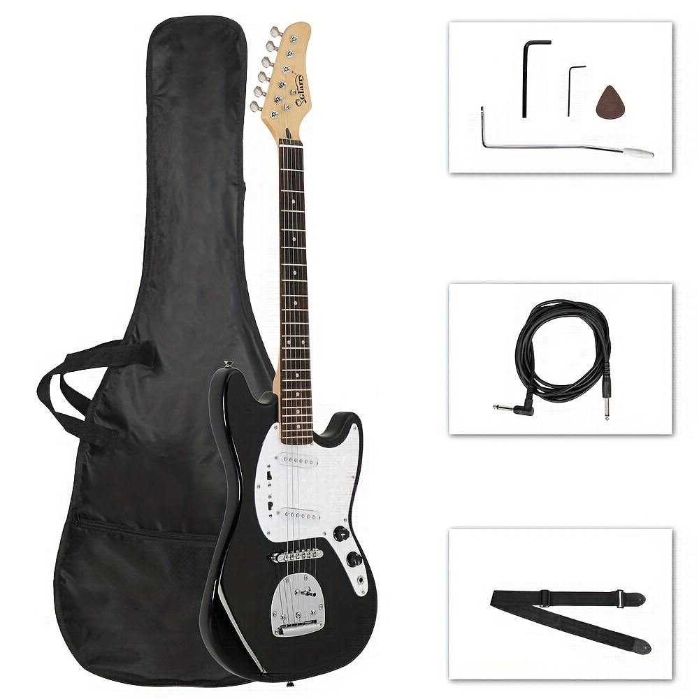   full size 6 string s s pickup gmf electric guitar with bag strap connector wrench tool black details 0