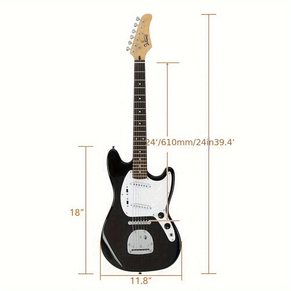   full size 6 string s s pickup gmf electric guitar with bag strap connector wrench tool black details 1