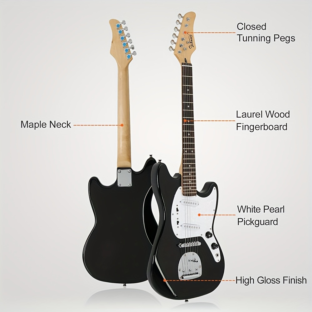   full size 6 string s s pickup gmf electric guitar with bag strap connector wrench tool black details 3