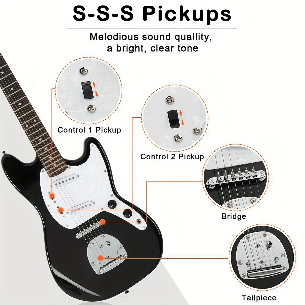   full size 6 string s s pickup gmf electric guitar with bag strap connector wrench tool black details 5