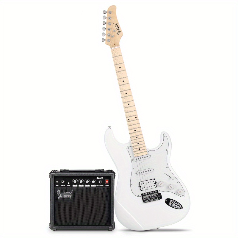   gst stylish h s s pickup electric guitar kit with 20w amp bag guitar strap white details 8