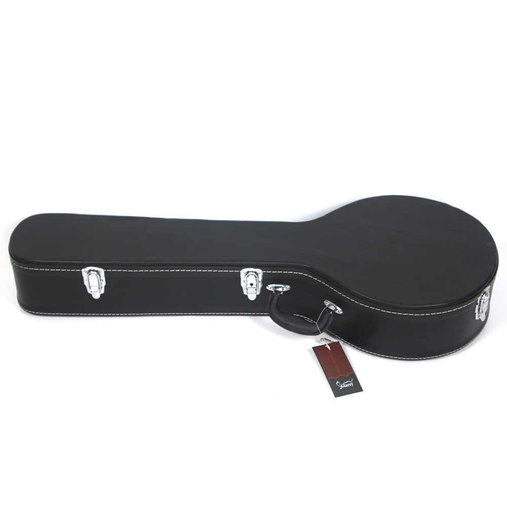 5 string banjo exquisite leather case suitable for standard 5 string 6 string banjo easy to carry made of high quality wood leather and plush material black details 0