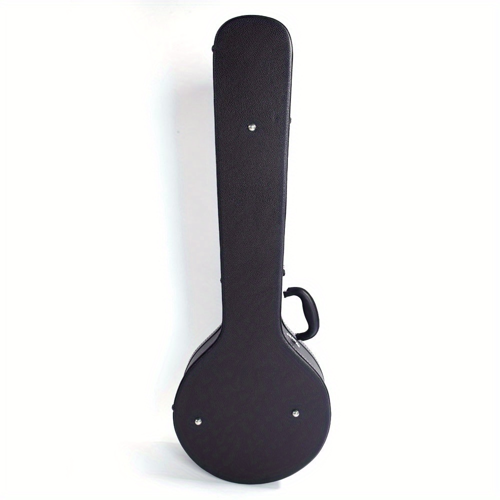 5 string banjo exquisite leather case suitable for standard 5 string 6 string banjo easy to carry made of high quality wood leather and plush material black details 3