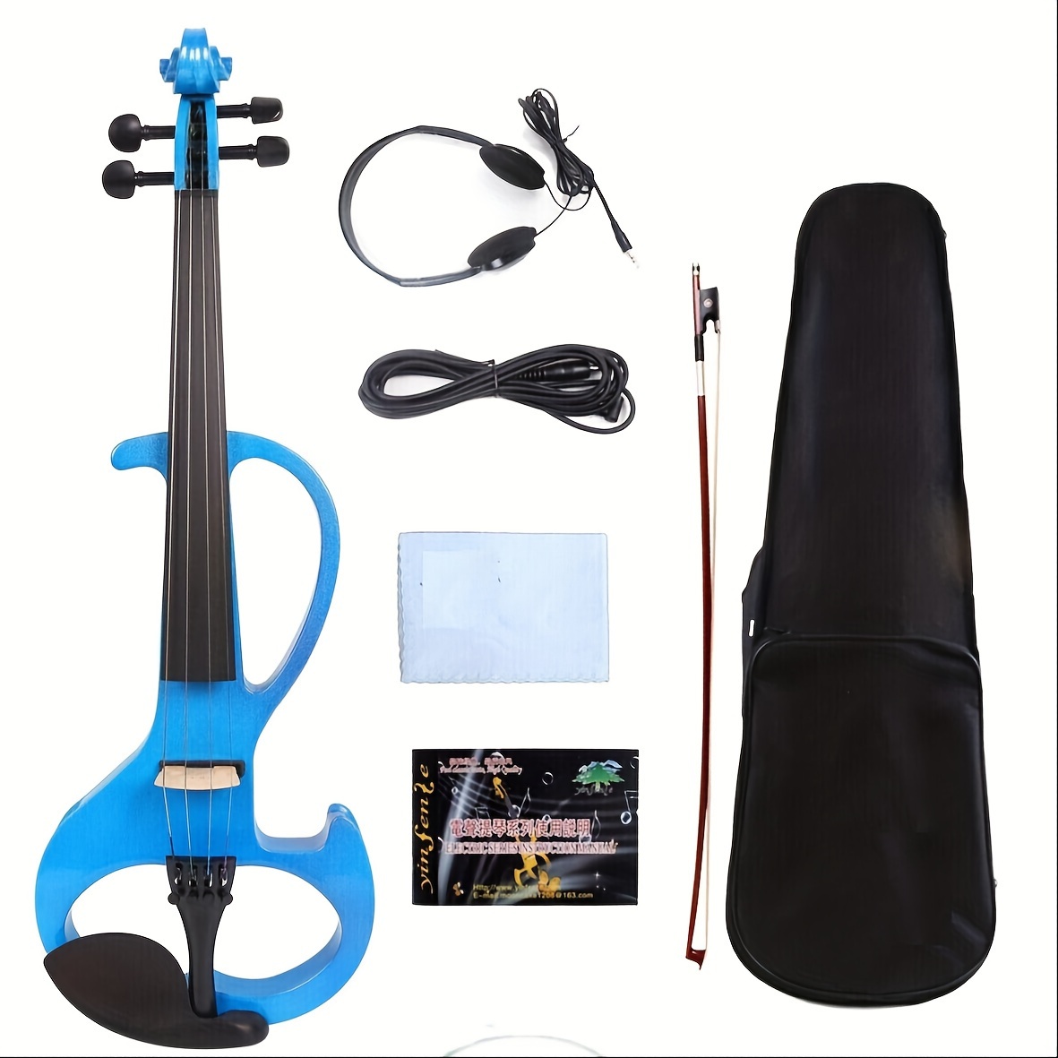   blue full size 4 4 electric violin solid wood designed for   features ebony wood fingerboard and electric setup for amplified sound 1 8 audio to widely amplifiers or headphone integration enabling   sessions details 0