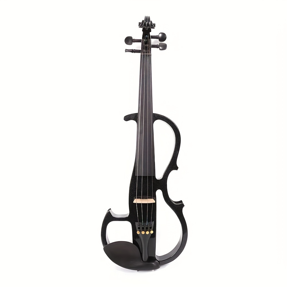   16inch electric viola solid wood with ebony viola fingerboard chin rest viola pegs viola case bow black silent   for professional or beginners to practice black details 3