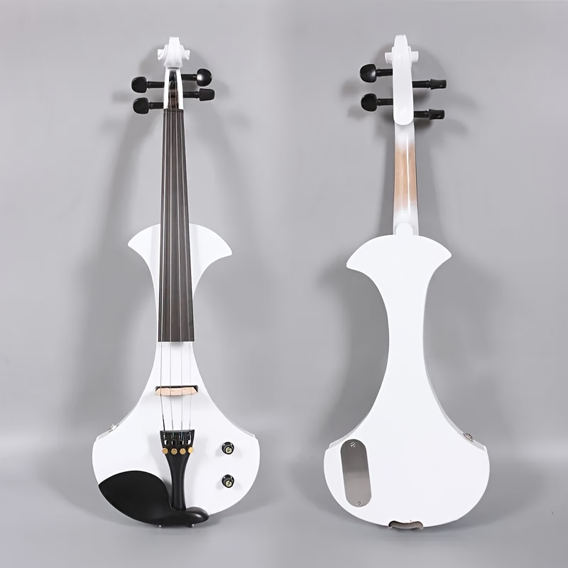   white 4 4 electric violin solid wood nice   case bow ebony fittings violin shoulder rest 1 4 jack cable you can connect to the most popular amp ebony fingerboard and pegs chin rest durable tailpiece details 0