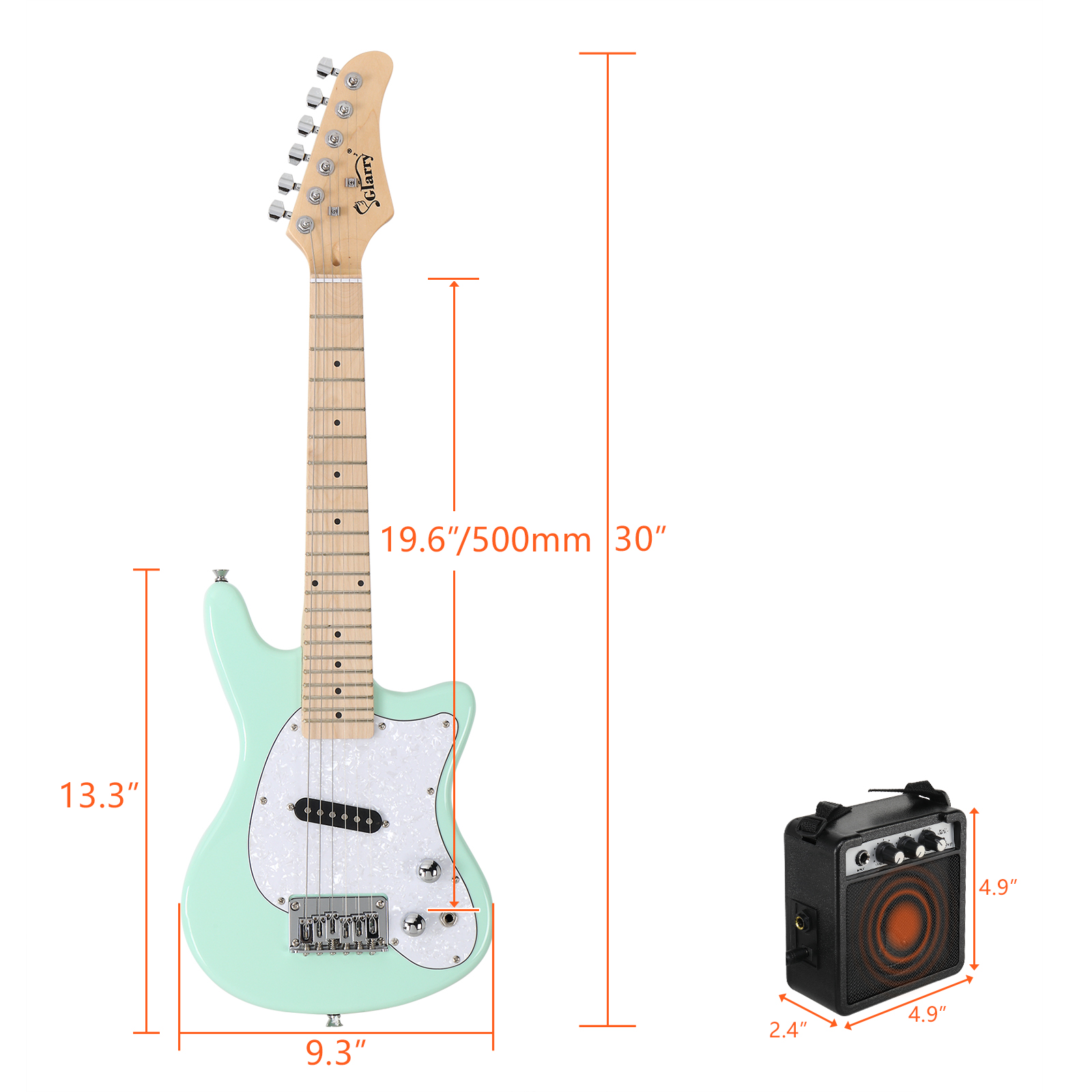 30in maple fingerboard mini electric guitar kit with 5w amplifier bag string shoulder strap plectrum cord wrench tool red details 0