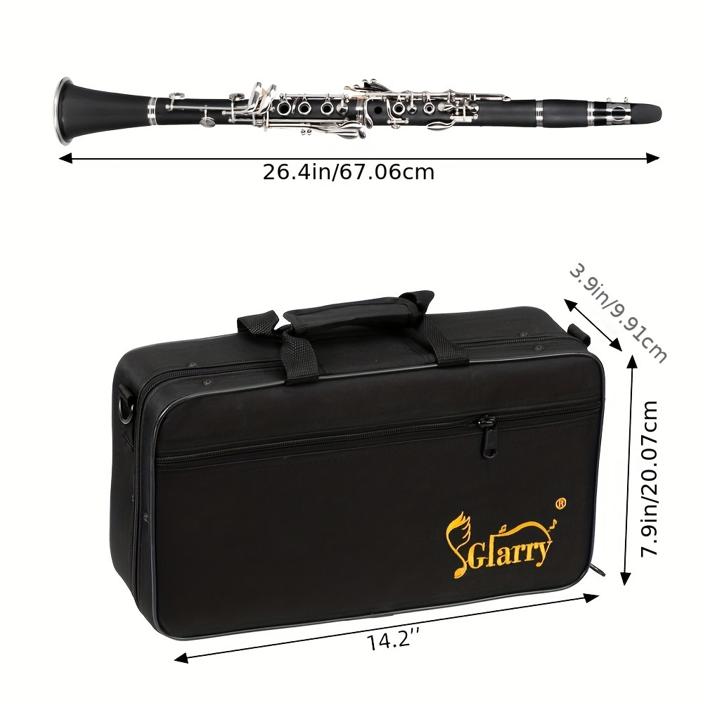 17 keys flat b black clarinet with two mouthpieces connector for beginner student details 2