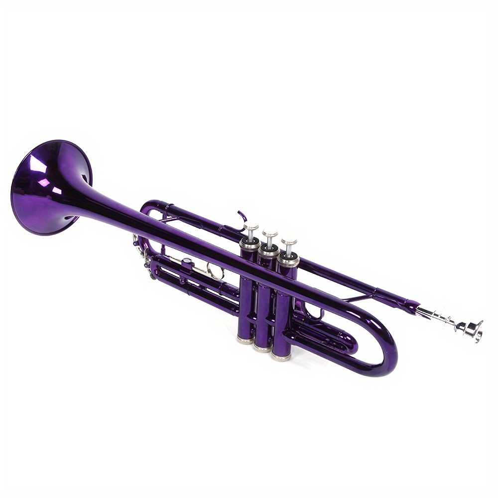 brass trumpet in purple b flat gloves details 9