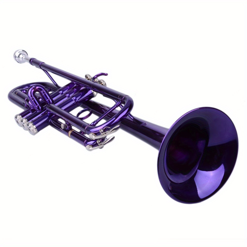 brass trumpet in purple b flat gloves details 15