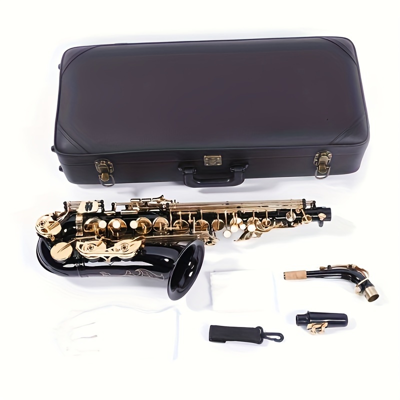 be brass carving pattern pearl white shell button saxophone with strap black details 7