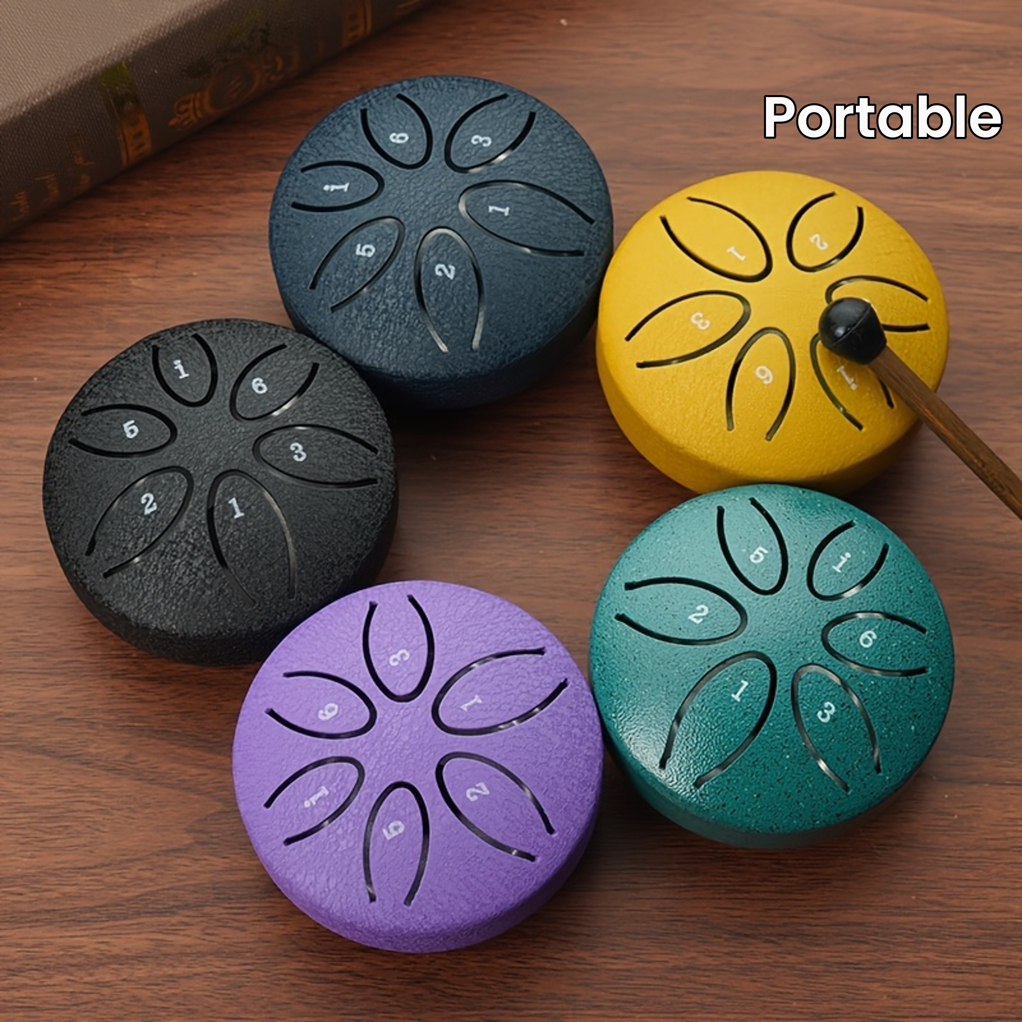 mini 3 inch steel tongue drum hollow drum carbon steel hand drum percussion instrument portable mini iron drum send drum mallets music book suitable for beginners details 1