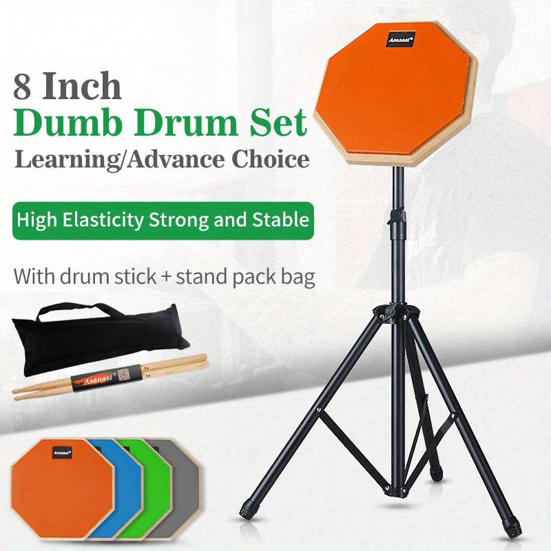 premium 8 inch rubber wooden dumb drum practice set with bold bracket improve your drumming skills with enhanced grip and durability details 0