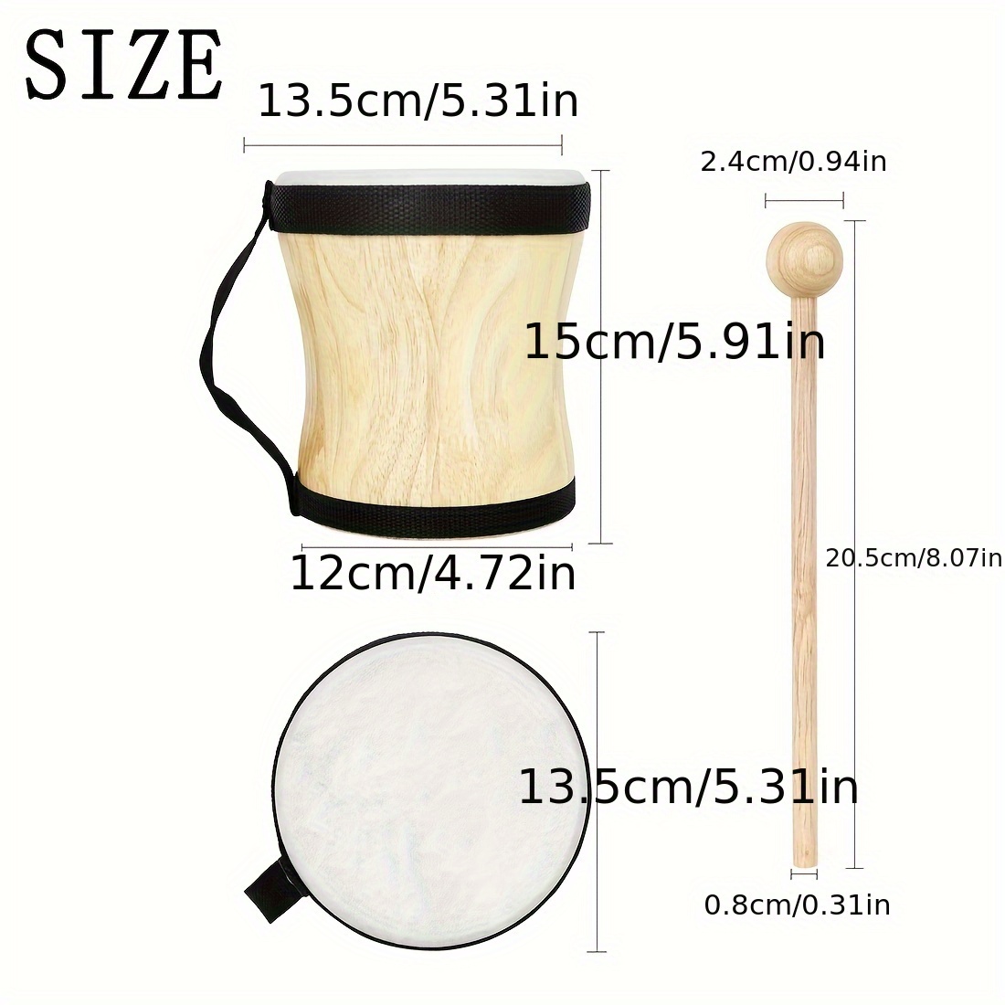 professional hand drum with sheepskin head and drumstick wooden percussion instrument includes carry bag ideal for music enthusiasts gifts and drumming sessions suitable for ages 14 details 0